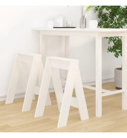 Tabourets lot de 2 blanc 40x40x60 cm bois massif de pin