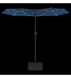 Parasol à double tête avec LED bleu azuré 316x240 cm