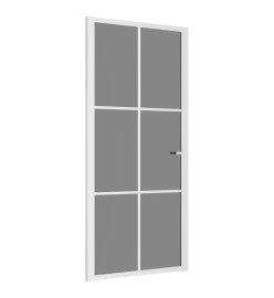 Porte intérieure 93x201,5 cm Blanc Verre ESG et aluminium