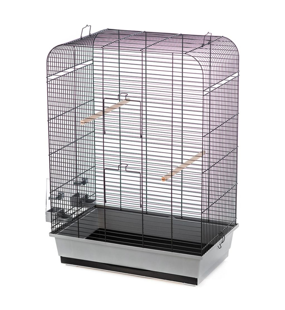 Duvoplus Cage à oiseaux avec accessoires Nina 54x34x75 cm Gris et noir