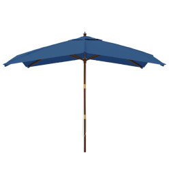 Parasol de jardin avec mât en bois bleu azuré 300x300x273 cm