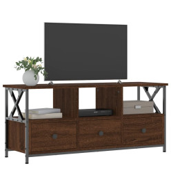 Meuble TV chêne marron 102x33x45 cm bois d'ingénierie et fer