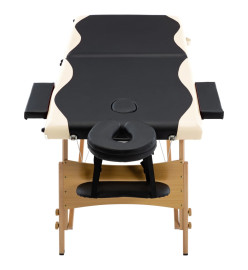 Table de massage pliable 2 zones Bois Noir et beige