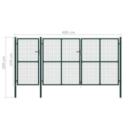 Portail de jardin Acier 400 x 150 cm Vert