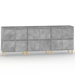 Buffets 3 pcs gris béton 60x35x70 cm bois d'ingénierie