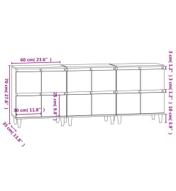 Buffets 3 pcs gris béton 60x35x70 cm bois d'ingénierie