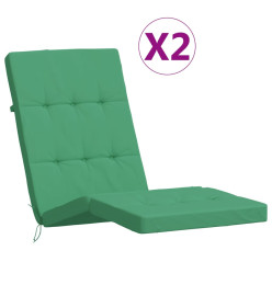 Coussins de chaise longue lot de 2 vert tissu oxford