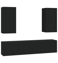 Ensemble de meubles TV 5 pcs Noir Bois d'ingénierie