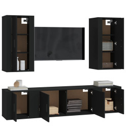 Ensemble de meubles TV 5 pcs Noir Bois d'ingénierie