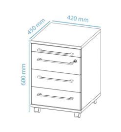 Germania Classeur à roulettes Duo 42x45x60 cm Anthracite