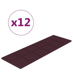 Panneaux muraux 12 pcs Violet 90x30 cm Tissu 3,24 m²