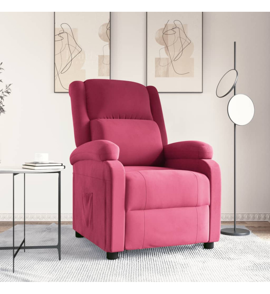 Fauteuil inclinable rouge bordeaux velours