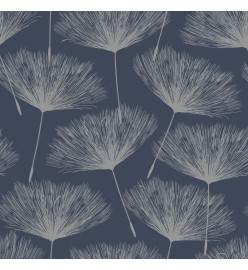 DUTCH WALLCOVERINGS Papier peint Fleur Bleu marine et gris