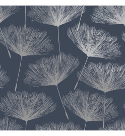 DUTCH WALLCOVERINGS Papier peint Fleur Bleu marine et gris