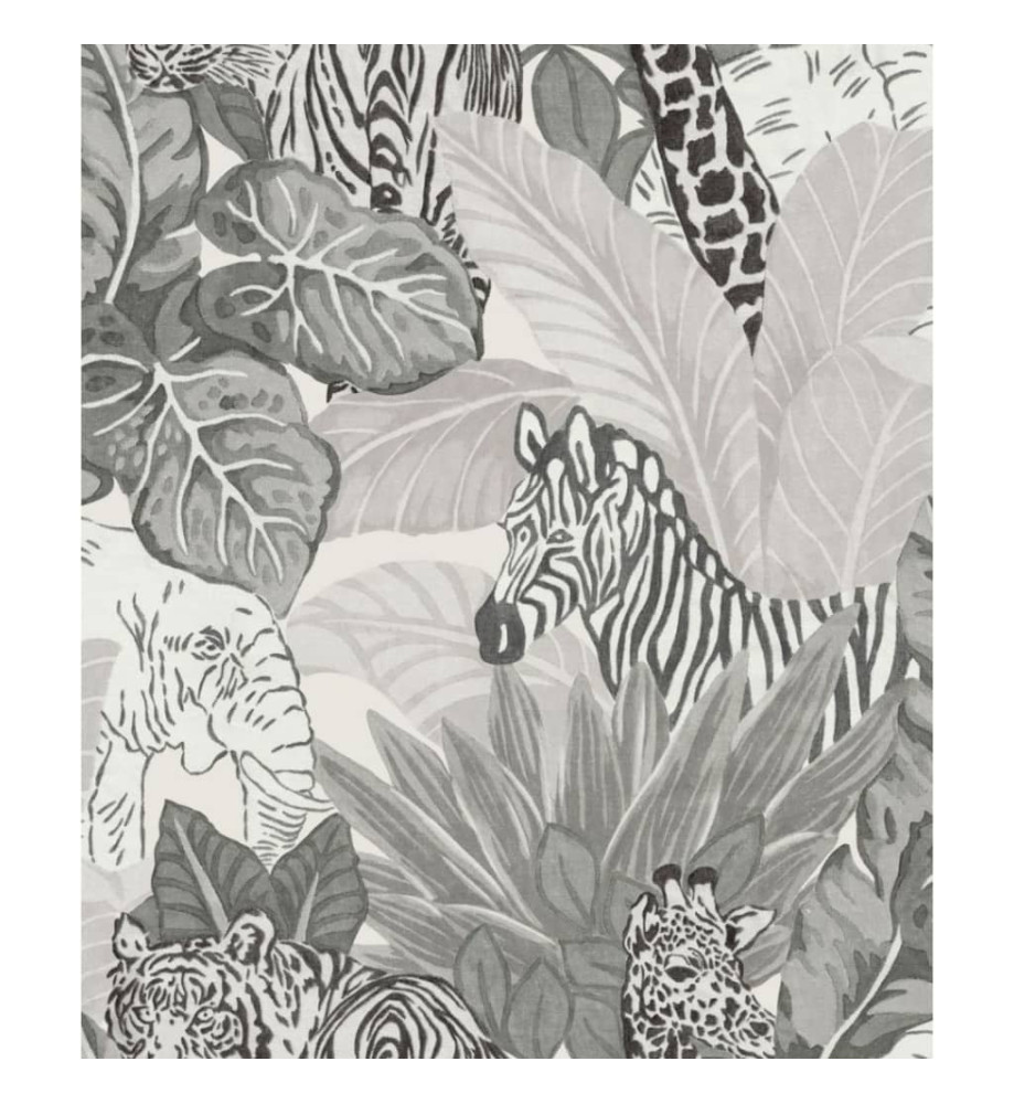 Good Vibes Papier peint Jungle Animals Gris et noir