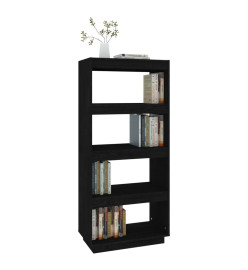 Bibliothèque/Séparateur de pièce Noir 60x35x135 cm Pin massif