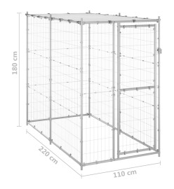 Chenil extérieur Acier galvanisé avec toit 110x220x180 cm