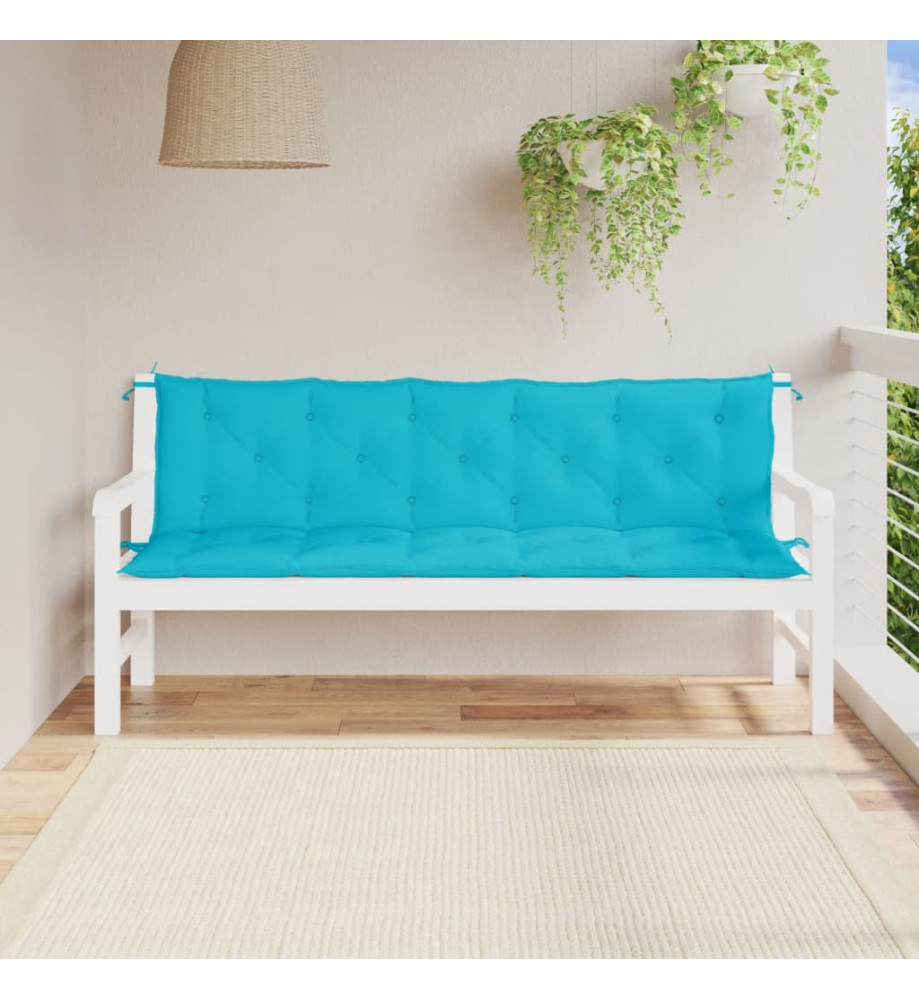 Coussins de banc de jardin 2 pcs turquoise tissu Oxford