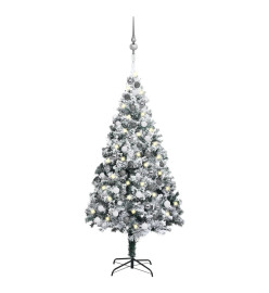 Arbre de Noël artificiel avec LED et boules Vert 180 cm PVC