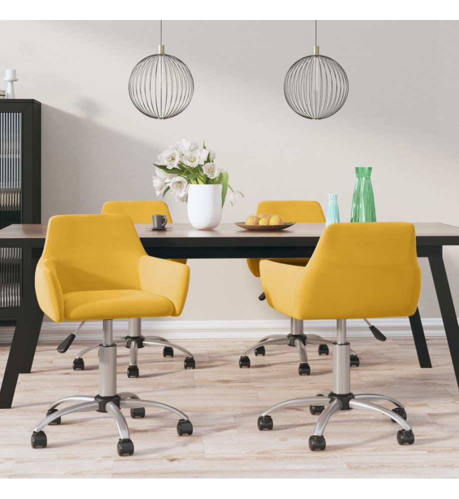 Chaises à dîner pivotantes 4 pcs Jaune Velours