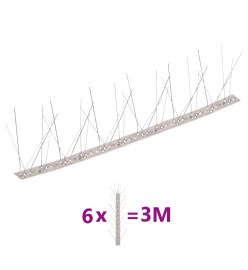 Ensemble de 6 pointes à 5 rangées contre oiseaux Inox 3 m