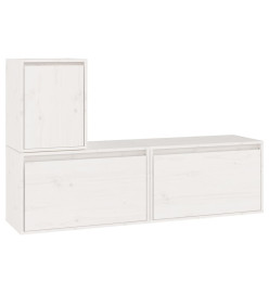 Meubles TV 3 pcs Blanc Bois massif de pin