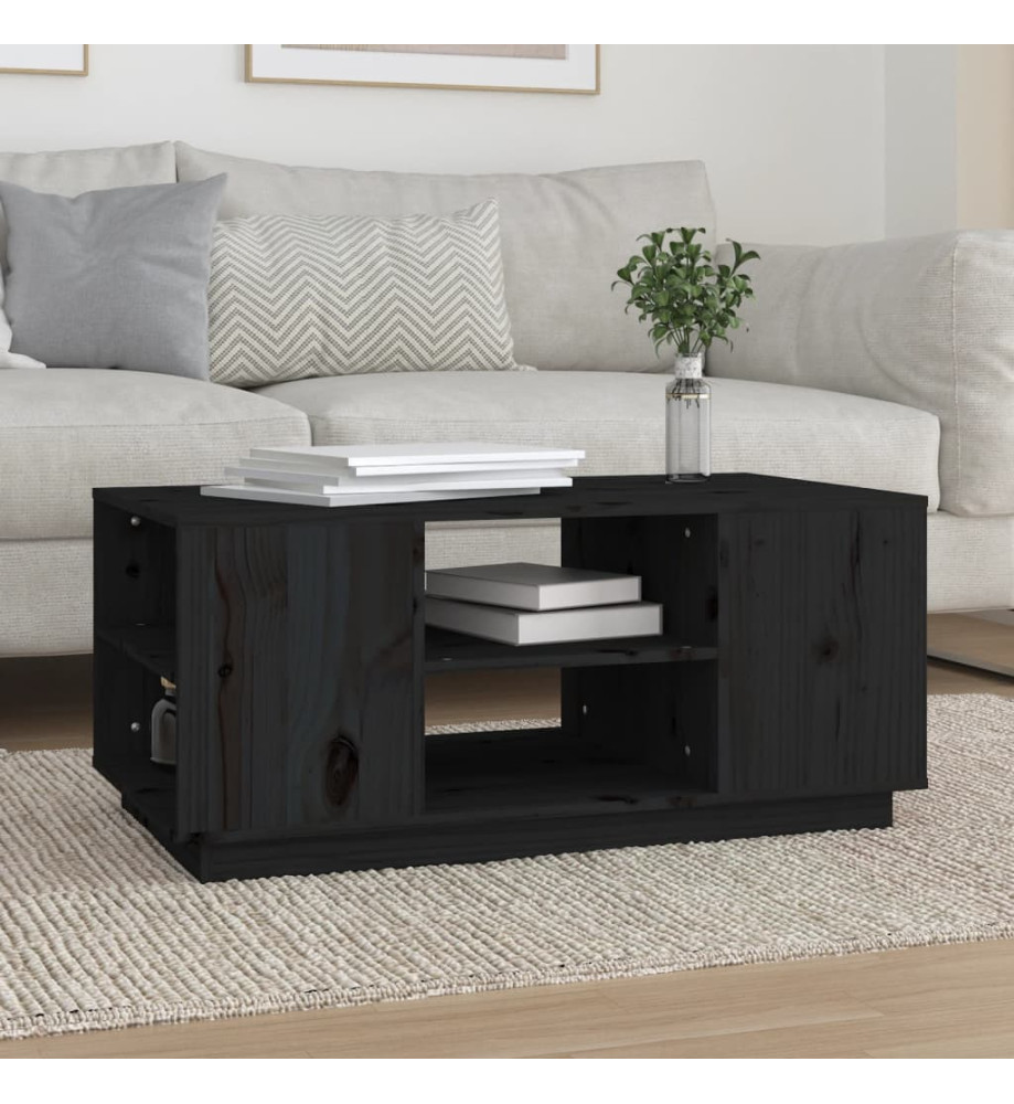 Table basse Noir 90x49x40,5 cm Bois massif de pin