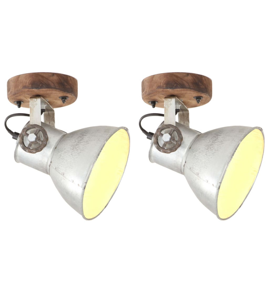 Lampe murale industrielle/plafonnier 2 pcs Argenté 20x25 cm E27