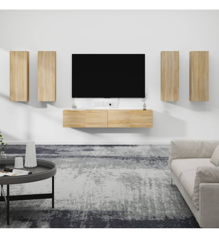 Ensemble de meubles TV 6 pcs Chêne sonoma Bois d'ingénierie