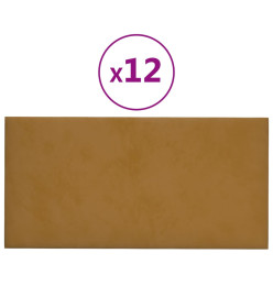 Panneaux muraux 12 pcs Marron 30x15 cm Velours 0,54 m²