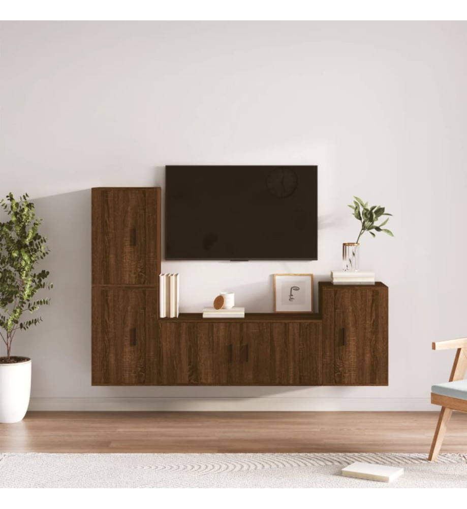 Ensemble de meubles TV 4 pcs Chêne marron Bois d'ingénierie