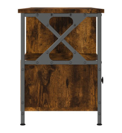 Meuble TV chêne fumé 102x33x45 cm bois d'ingénierie et fer