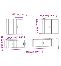 Ensemble de meubles TV 8 pcs Blanc Bois d'ingénierie