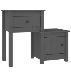 Tables de chevet 2 pcs Gris 79,5x38x65,5 cm Bois de pin massif