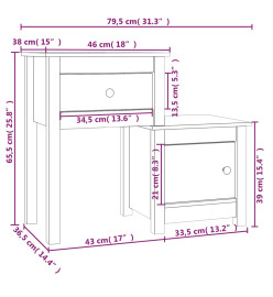 Tables de chevet 2 pcs Gris 79,5x38x65,5 cm Bois de pin massif