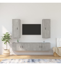 Ensemble de meubles TV 4 pcs Gris béton Bois d'ingénierie