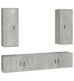 Ensemble de meubles TV 4 pcs Gris béton Bois d'ingénierie