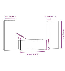 Ensemble de meubles TV 3 pcs Chêne fumé Bois d'ingénierie