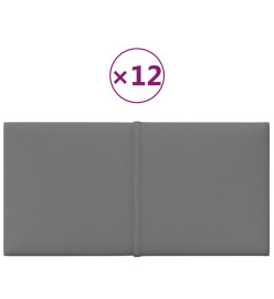 Panneaux muraux 12 pcs Gris clair 30x15 cm Tissu 0,54 m²