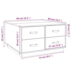 Table basse Blanc 80x80x45 cm Bois massif de pin