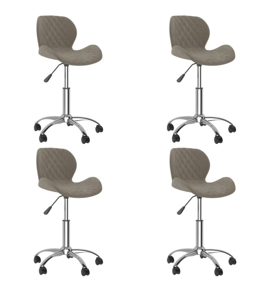 Chaises à dîner pivotantes 4 pcs Gris clair Velours