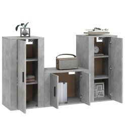 Ensemble de meubles TV 3 pcs Gris béton Bois d'ingénierie