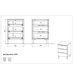 Germania Table de chevet GW-California 41x40x60 cm Blanc et marbre