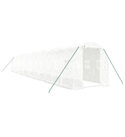 Serre avec cadre en acier blanc 28 m² 14x2x2 m