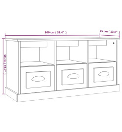 Meuble TV chêne sonoma 100x35x50 cm bois d'ingénierie