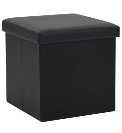 Tabourets de rangement pliables lot de 2 noir similicuir