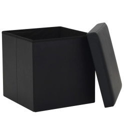 Tabourets de rangement pliables lot de 2 noir similicuir