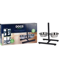 Pets Collection Bol double réglable à nourriture et eau pour chiens