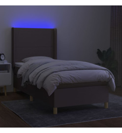 Sommier tapissier avec matelas et LED Taupe 90x190 cm Tissu