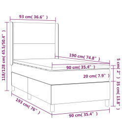 Sommier tapissier avec matelas et LED Taupe 90x190 cm Tissu